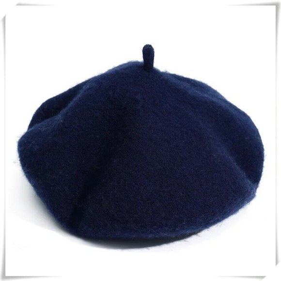 Accessories - French Style Wool Beret Beanie Winter Hat Unisex in Dark Blue Navy